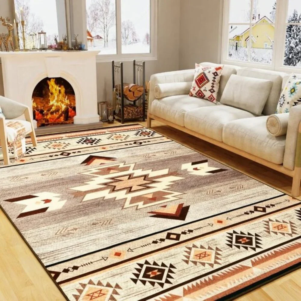 New 3x5 Beige Washable Rug, Non-Slip Aesthetic Carpet for Bedroom & Living Room